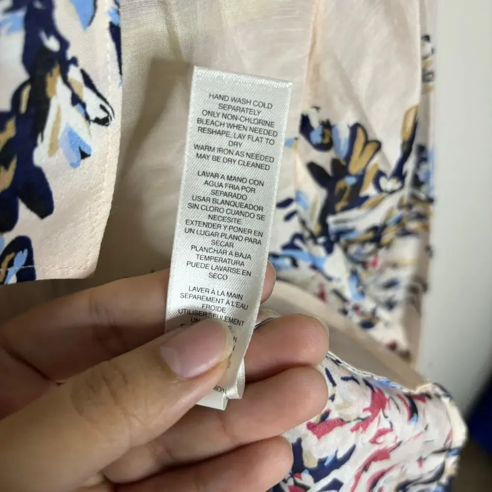 White House Black Market Pink Floral Blouse Sz 10P